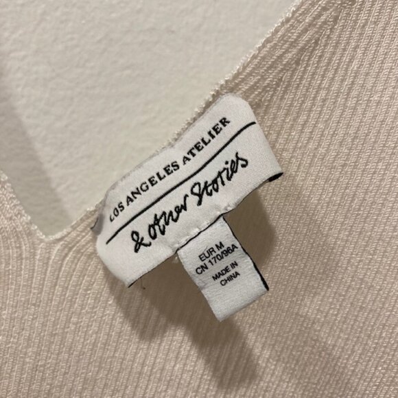 & Other Stories White Ribbed Knit V Neck Cami Top - Picture 4 of 4